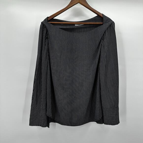 MM Lafleur Top Blouse Womens Large Blue Rampling Top Thin Stripe - Picture 2 of 12